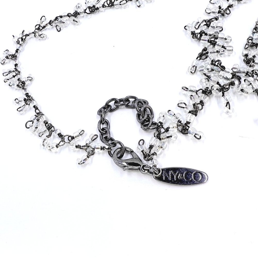 NWOT – BOHO Single Strand Clear AB Seed Bead Fringe Gunmetal Tone 24” Necklace - Picture 6 of 7